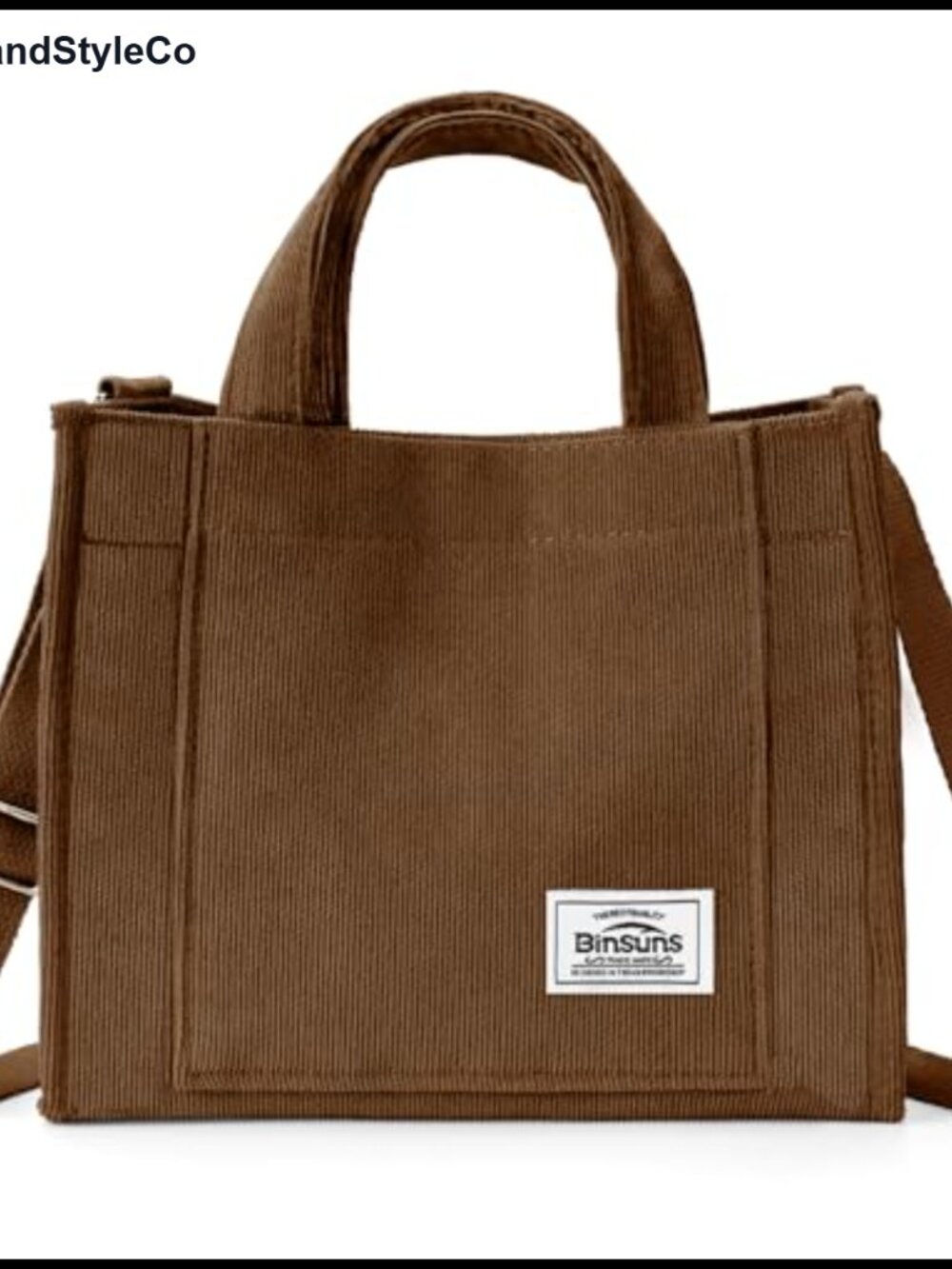 Corduroy Mini Tote Bag with Adjustable Crossbody Strap